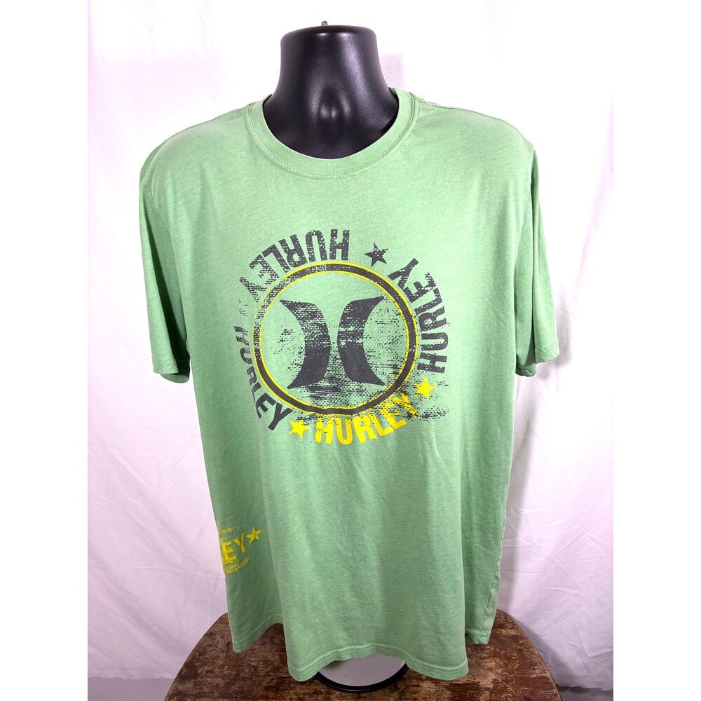 Hurley Buckle Up Green Graphic T-Shirt XL Surf Skate